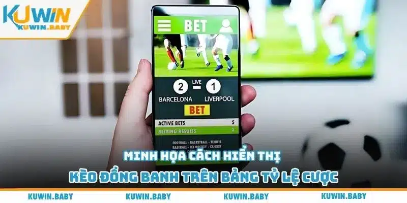 Minh họa cách hiển thị kèo đồng banh trên bảng tỷ lệ cược